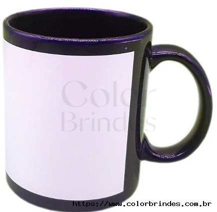 Caneca Preta C/ Tarja Branca (Porcelana 325ml P/ Sublima��o)
